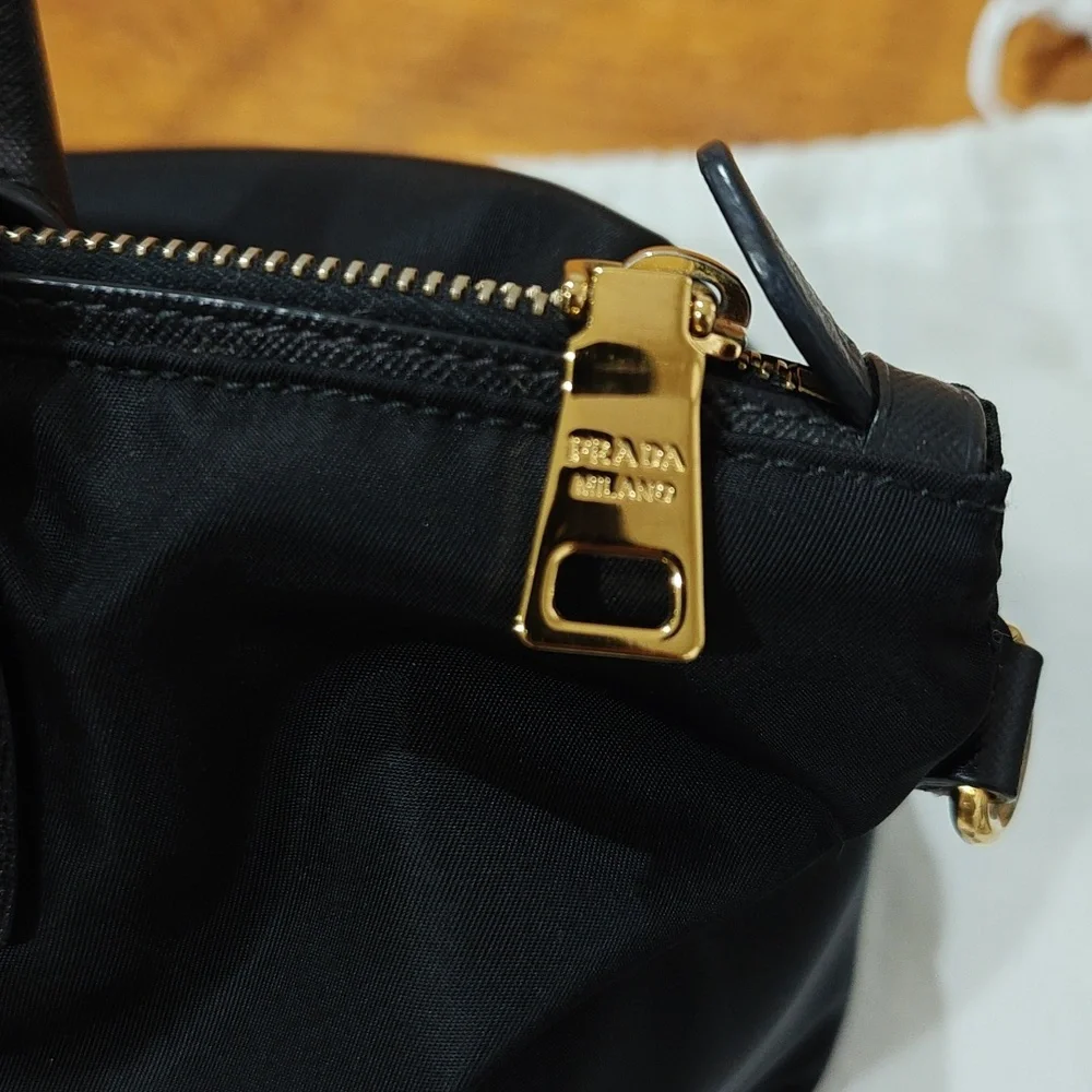 Prada Black Nylon Satchel with Gold Hardware - Picture 9 of 16